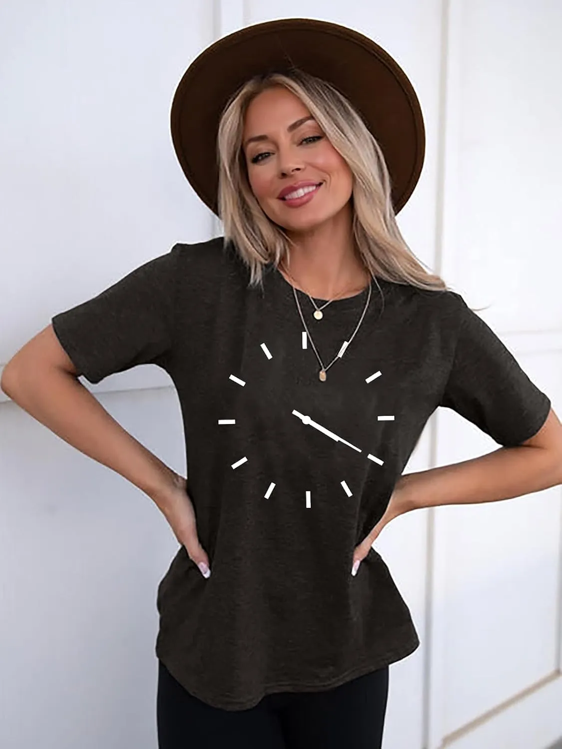 420 Shirt for Women Funny Clock Print Shirt Short Sleeve Loose Fit Tee Tops