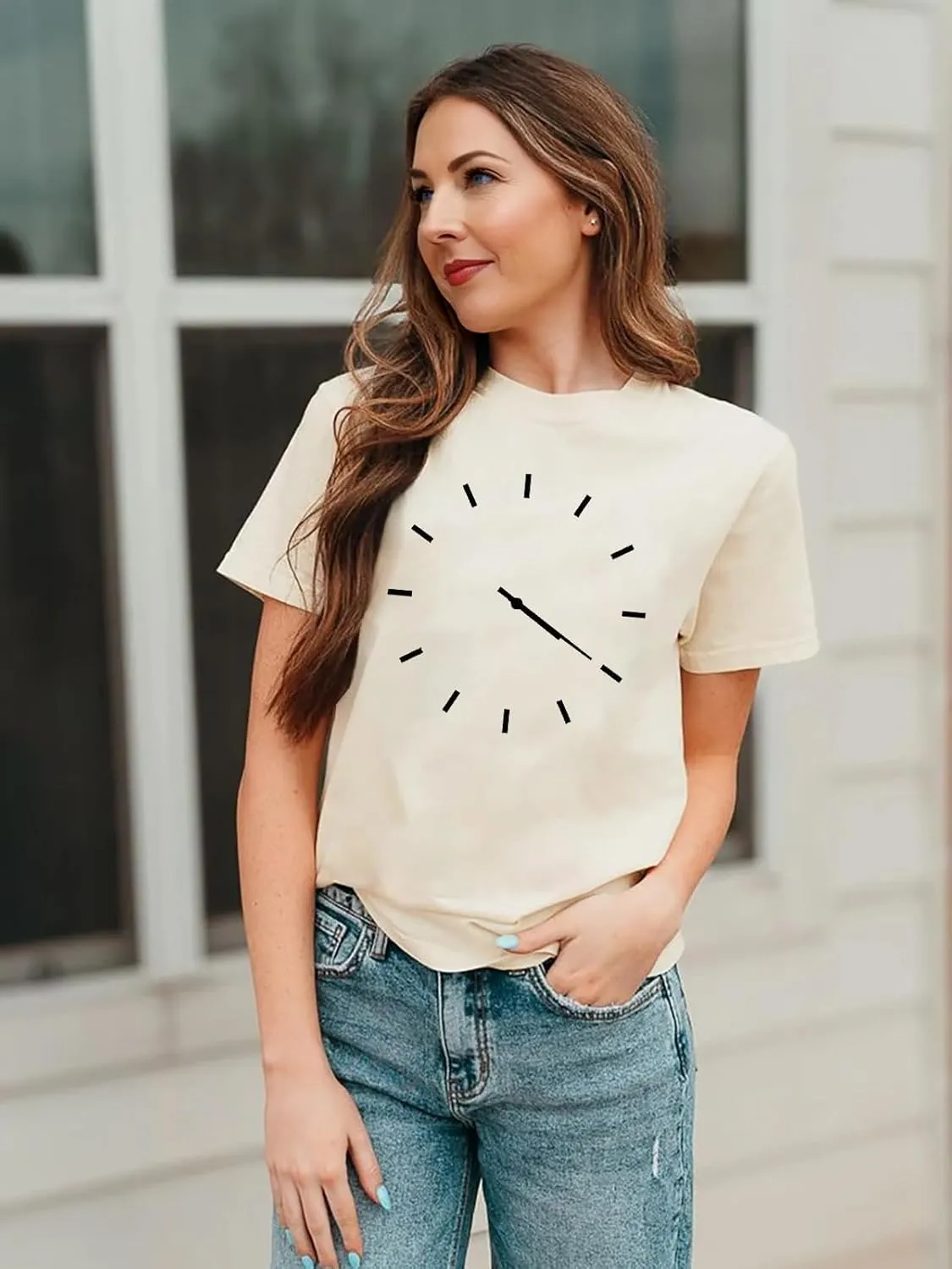 420 Shirt for Women Funny Clock Print Shirt Short Sleeve Loose Fit Tee Tops