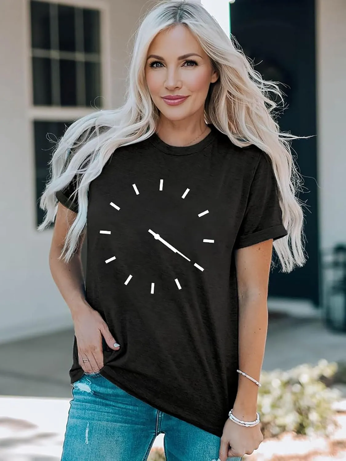 420 Shirt for Women Funny Clock Print Shirt Short Sleeve Loose Fit Tee Tops