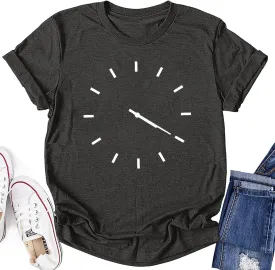 420 Shirt for Women Funny Clock Print Shirt Short Sleeve Loose Fit Tee Tops