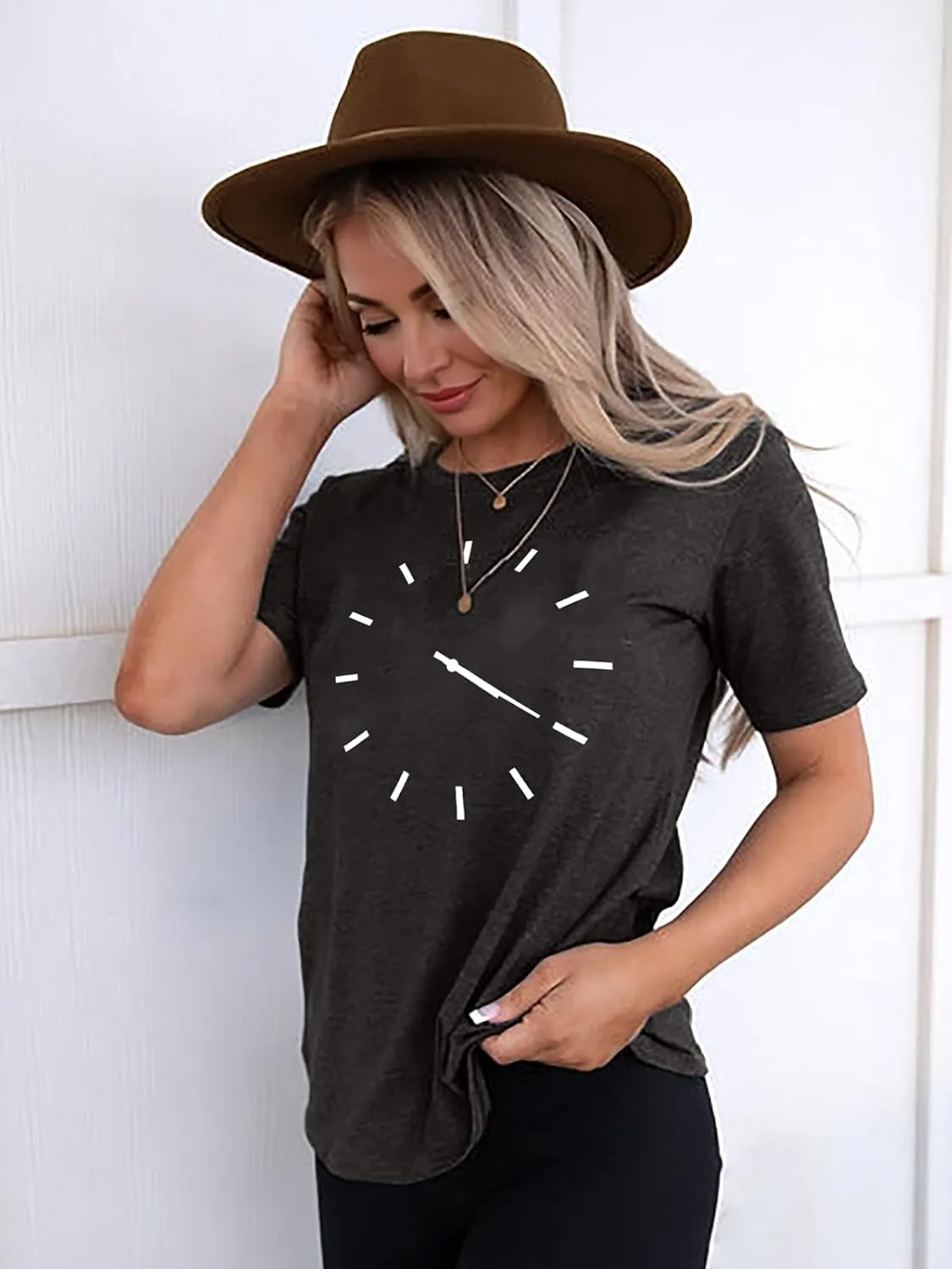 420 Shirt for Women Funny Clock Print Shirt Short Sleeve Loose Fit Tee Tops