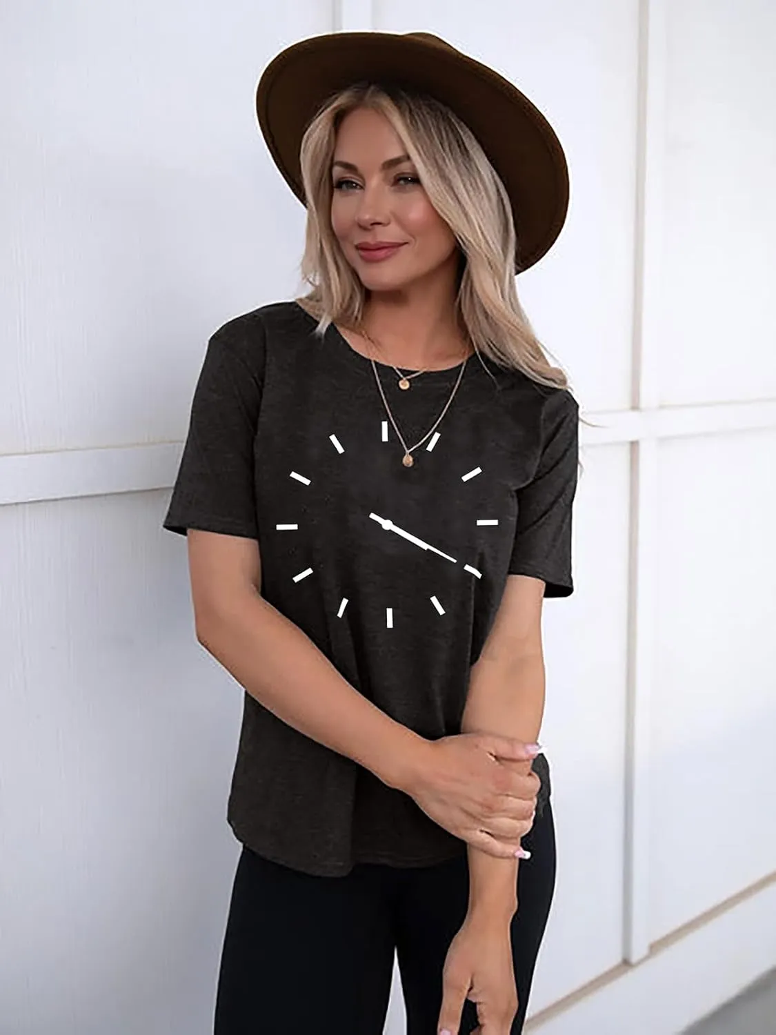 420 Shirt for Women Funny Clock Print Shirt Short Sleeve Loose Fit Tee Tops