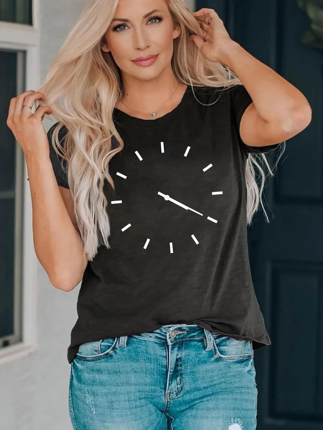 420 Shirt for Women Funny Clock Print Shirt Short Sleeve Loose Fit Tee Tops