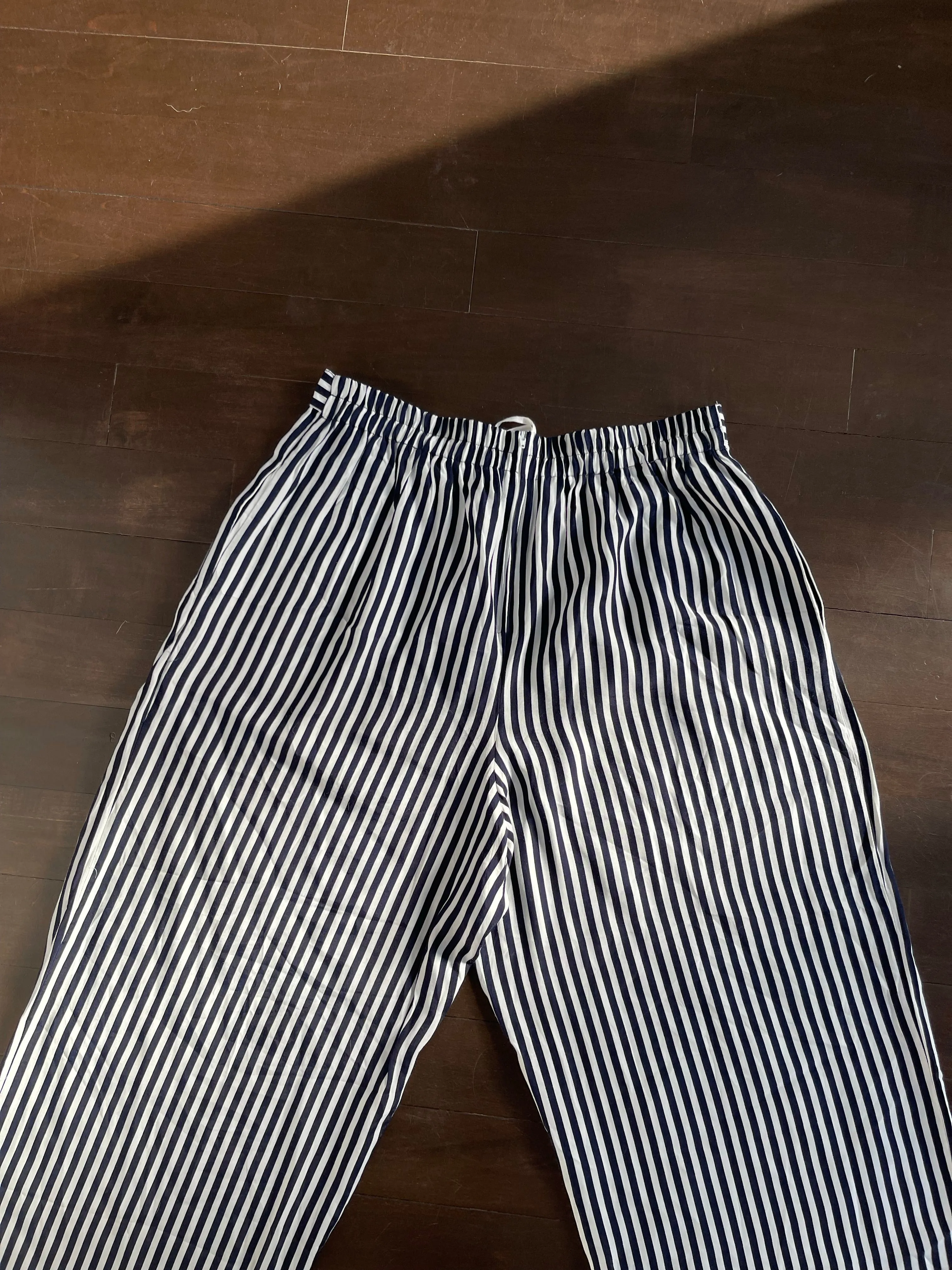 90s Stunning Wide-Leg Striped Culottes - L/XL