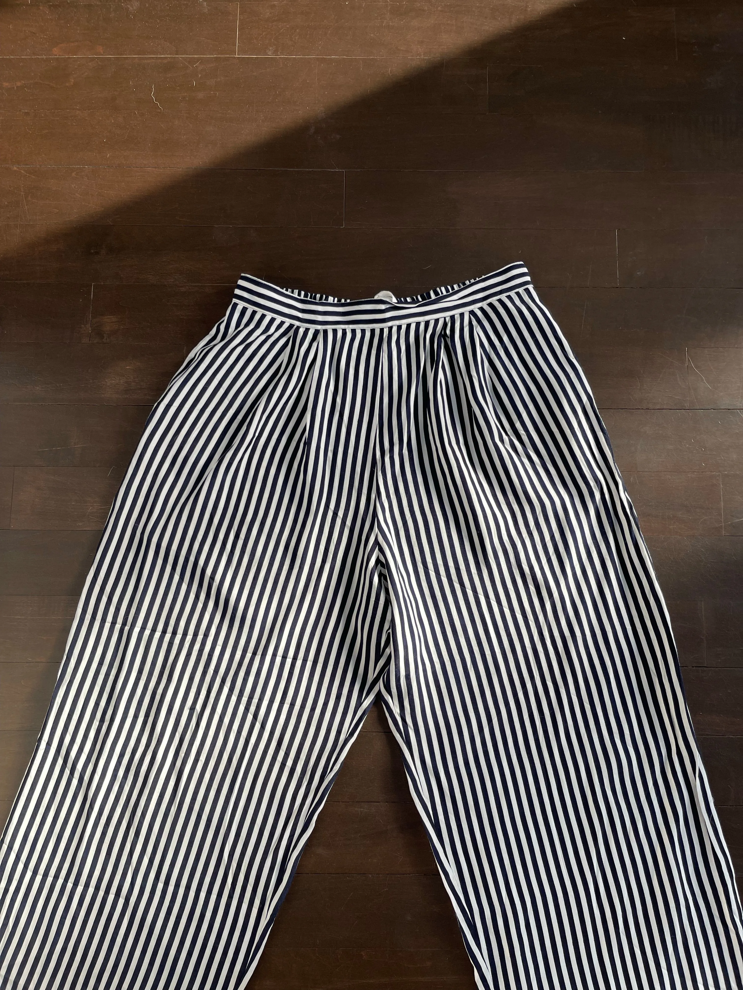 90s Stunning Wide-Leg Striped Culottes - L/XL