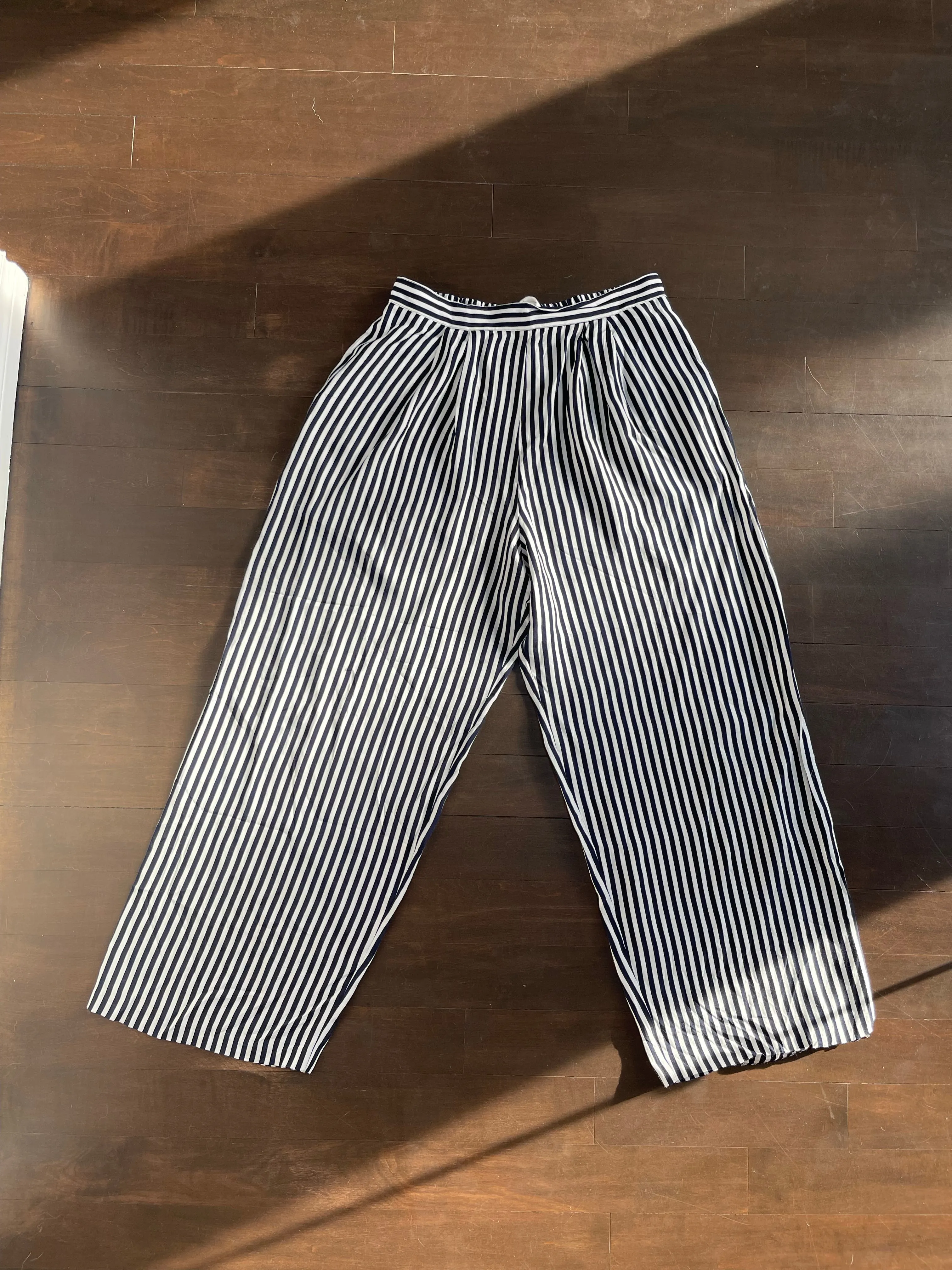 90s Stunning Wide-Leg Striped Culottes - L/XL