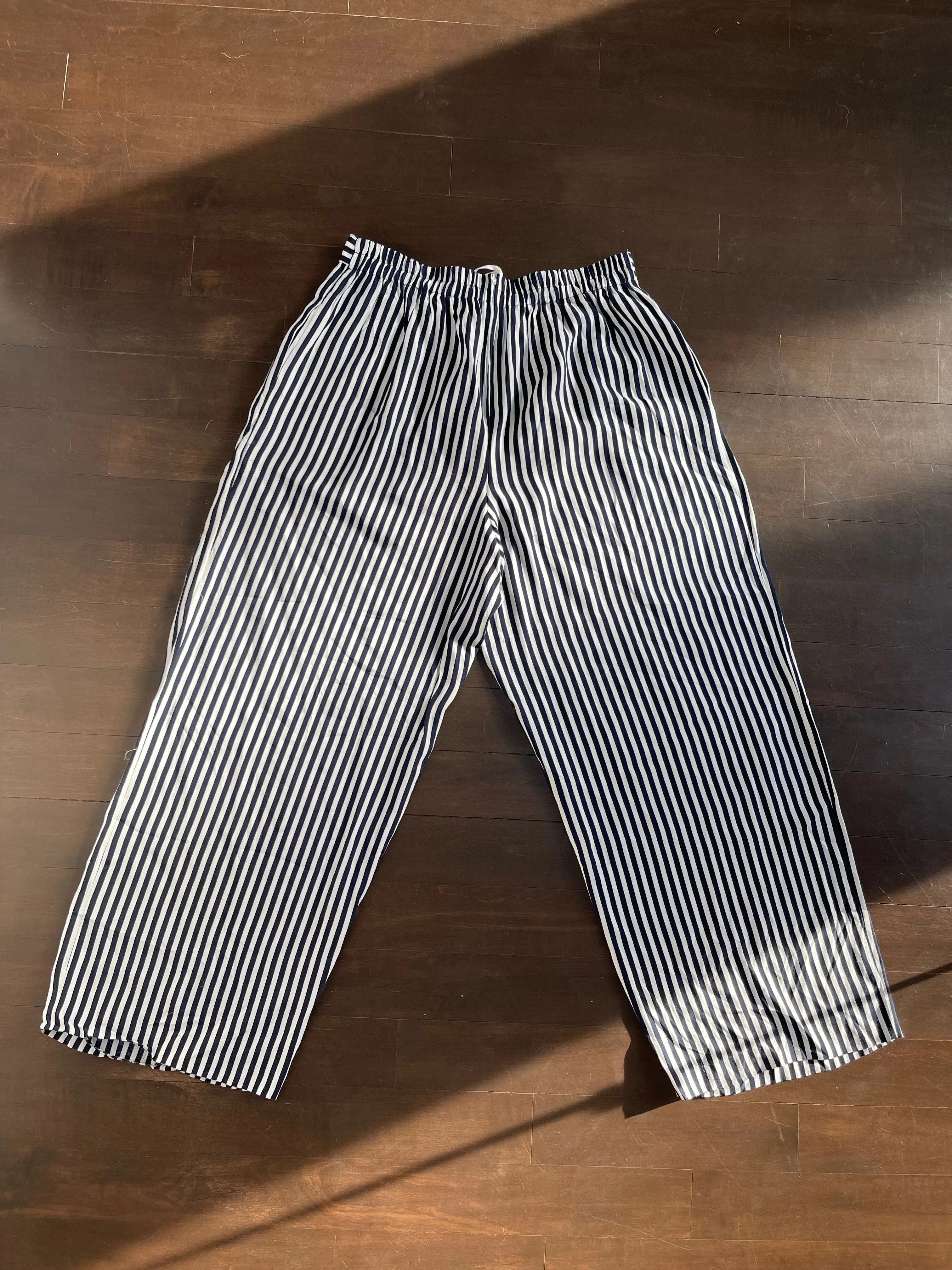 90s Stunning Wide-Leg Striped Culottes - L/XL