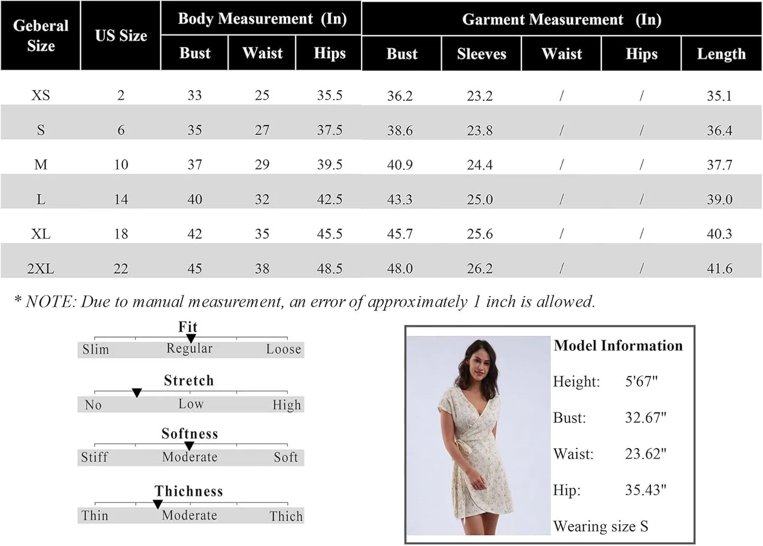 Amazhiyu Womens Cotton Gauze Summer Casual Short Sleeve V Neck Wrap Mini Dress