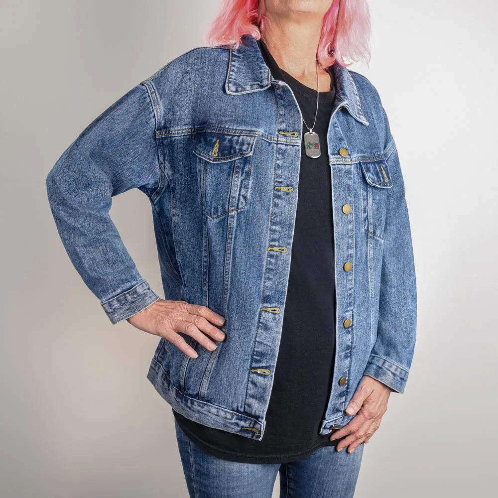 American Bald Eagle Oversized Denim Jacket