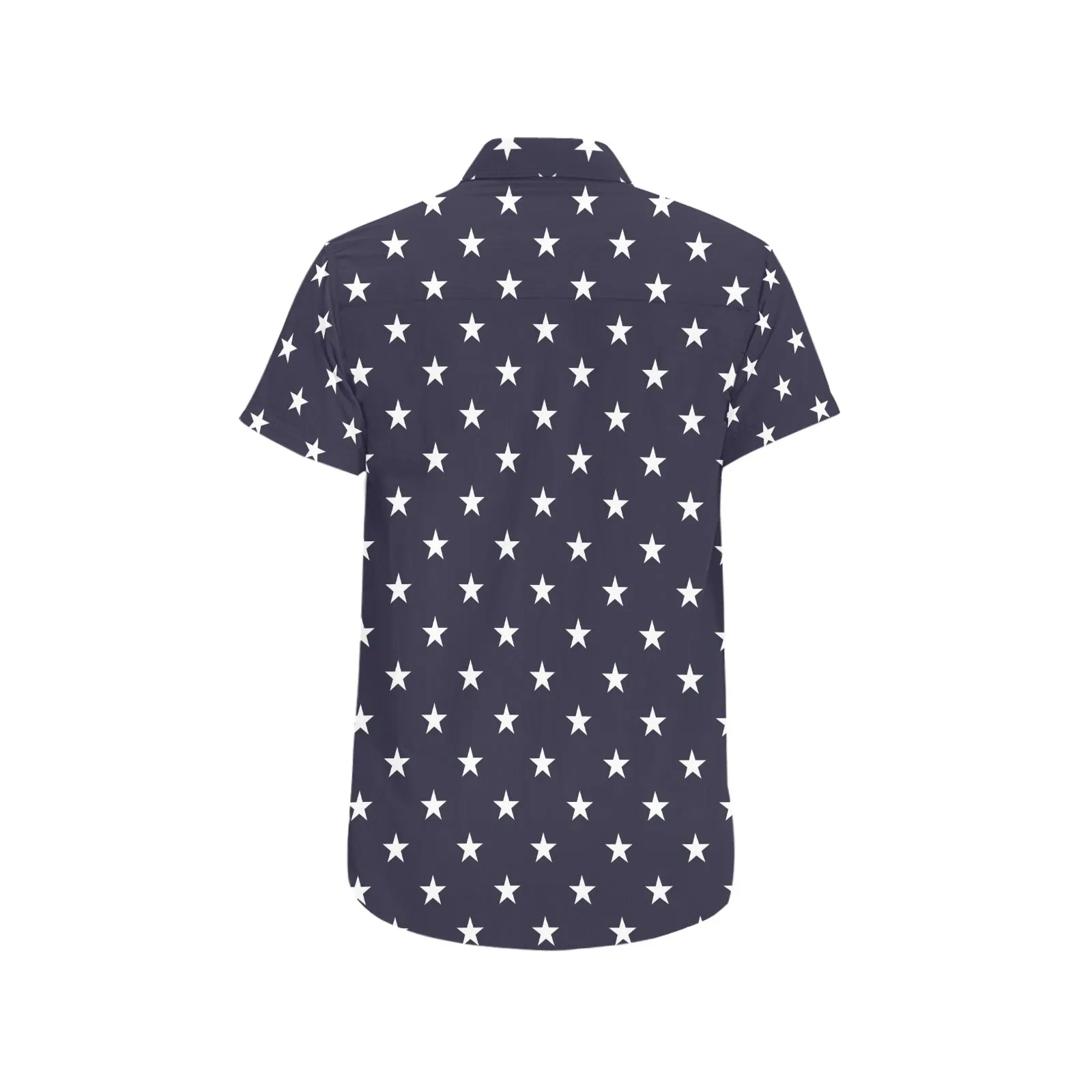 American Stars Button Down Shirt Men, Blue White USA Patriotic Print Short Sleeve Male Button Up Casual Buttoned Down Summer Plus Size Dress