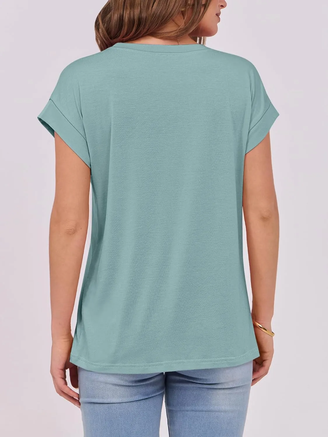 ANRABESS Womens Tops Summer Cap Sleeve Basic Tee Shirts 2025 Trendy Loose Fit Casual Dressy Business Work Tshirts Clothes