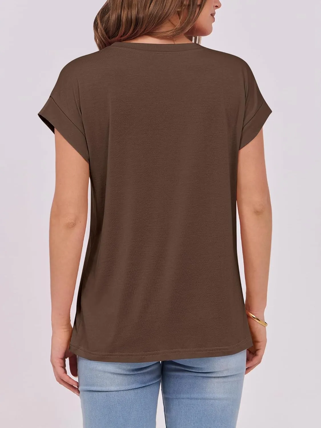 ANRABESS Womens Tops Summer Cap Sleeve Basic Tee Shirts 2025 Trendy Loose Fit Casual Dressy Business Work Tshirts Clothes