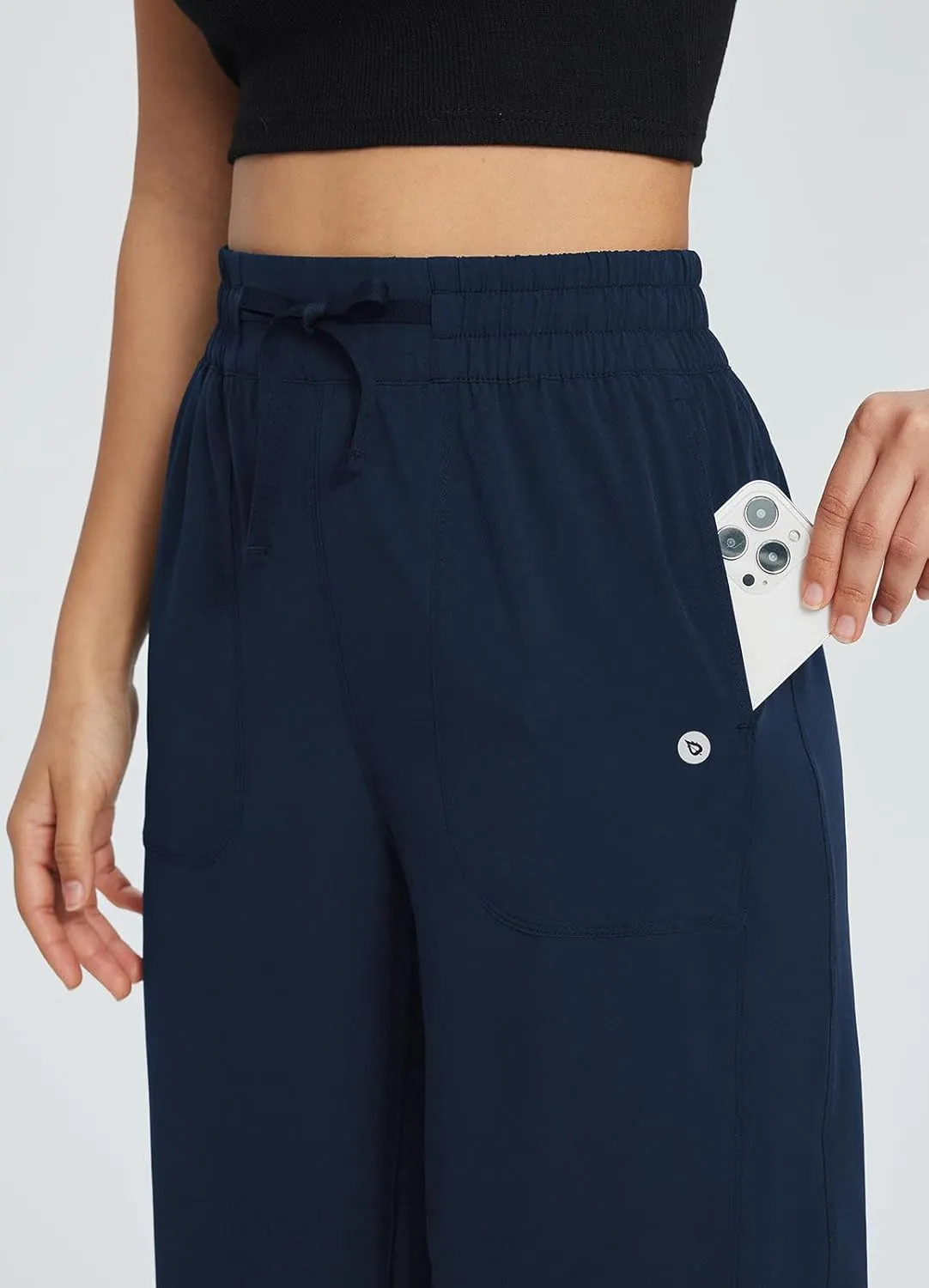 baleaf Women's 21" 30" Wide Leg Pants Capris Athletic Casual with Pockets Drawstring Quick Dry Walking Workout UPF50 