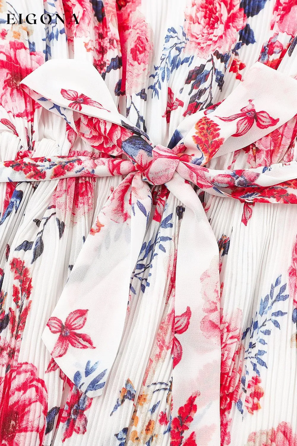 Beige Floral Print Puffy Sleeve Ruffled Midi Dress