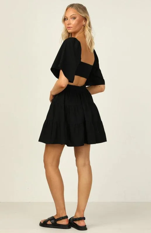 Bohemian Chic Mini Dress with Lantern Sleeves and Square Neckline for Women