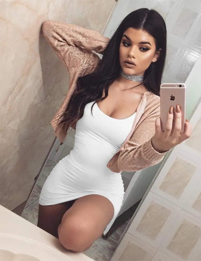 BORIFLORS Women's Casual Basic Tank Top Sexy Sleeveless Bodycon Mini Club Dress