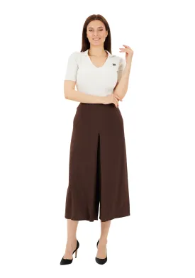 Brown Cropped Palazzo Pants - G-Line