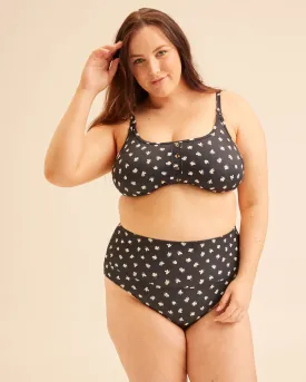Button Up Nursing Bikini - Black Floral