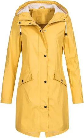 Canbebig Raincoat Women Lightweight Waterproof Coats Long Hooded Trench Coats Packable Rain Coats with Pockets Travel Jackets