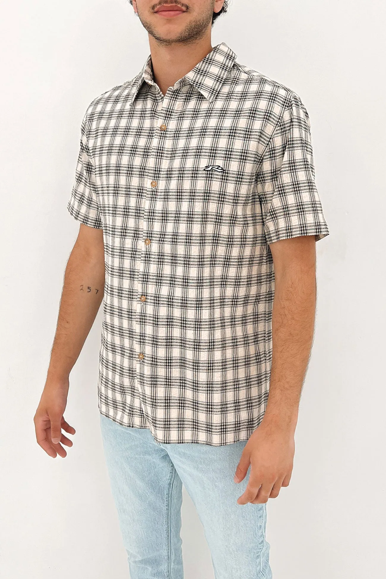Datsun Check Shirt White