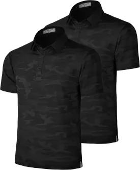 Derminpro Mens Camo Golf Shirts Moisture Wicking Short/Long Sleeve Dry Fit Golf Polos