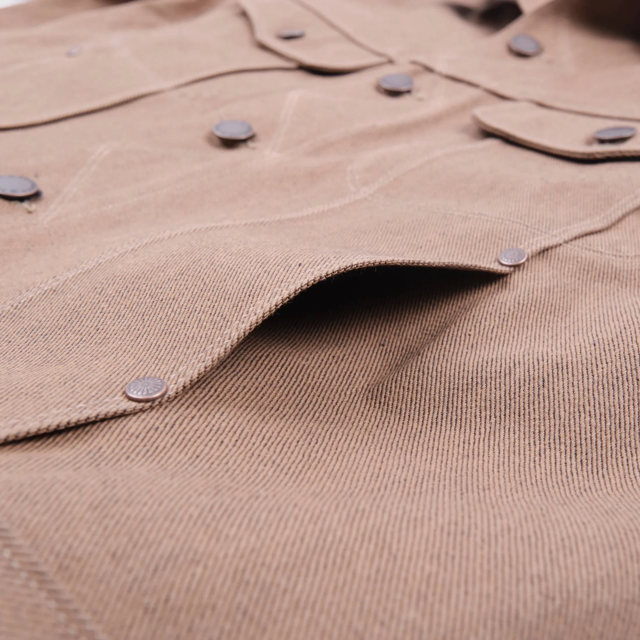 Freenote Cloth High Low Jacket - 15oz Light Brown Denim