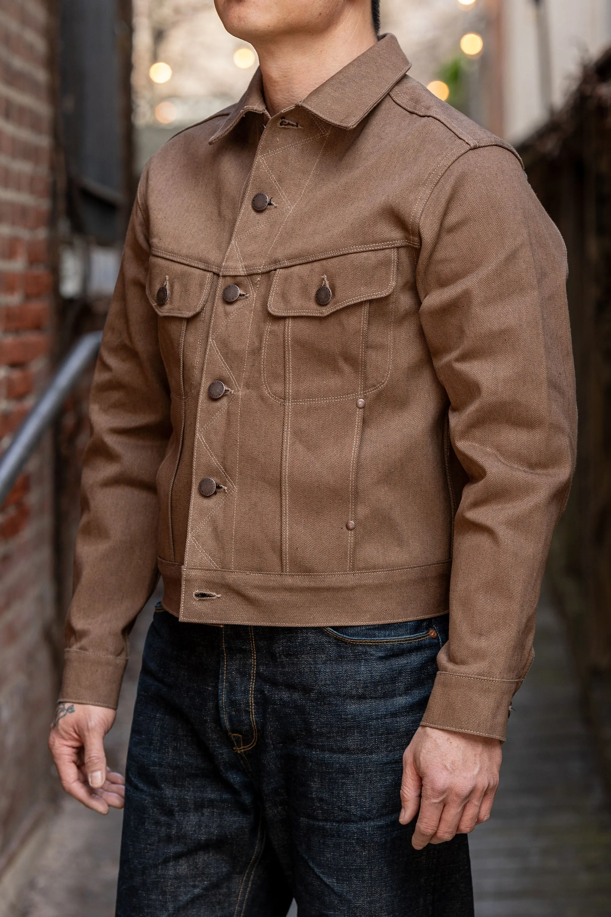 Freenote Cloth High Low Jacket - 15oz Light Brown Denim