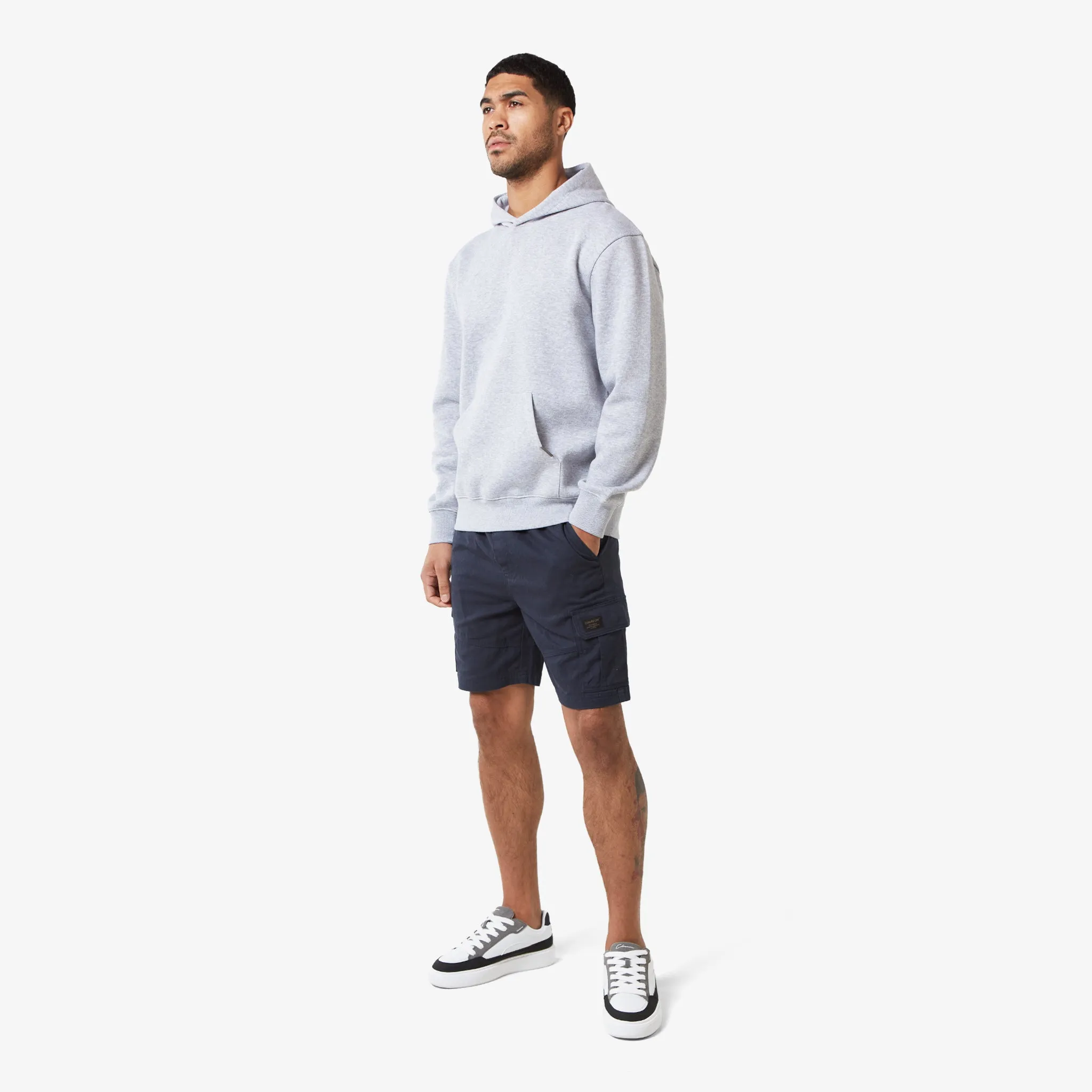 Hoodie Cargo Short Twinset | Light Marl Navy