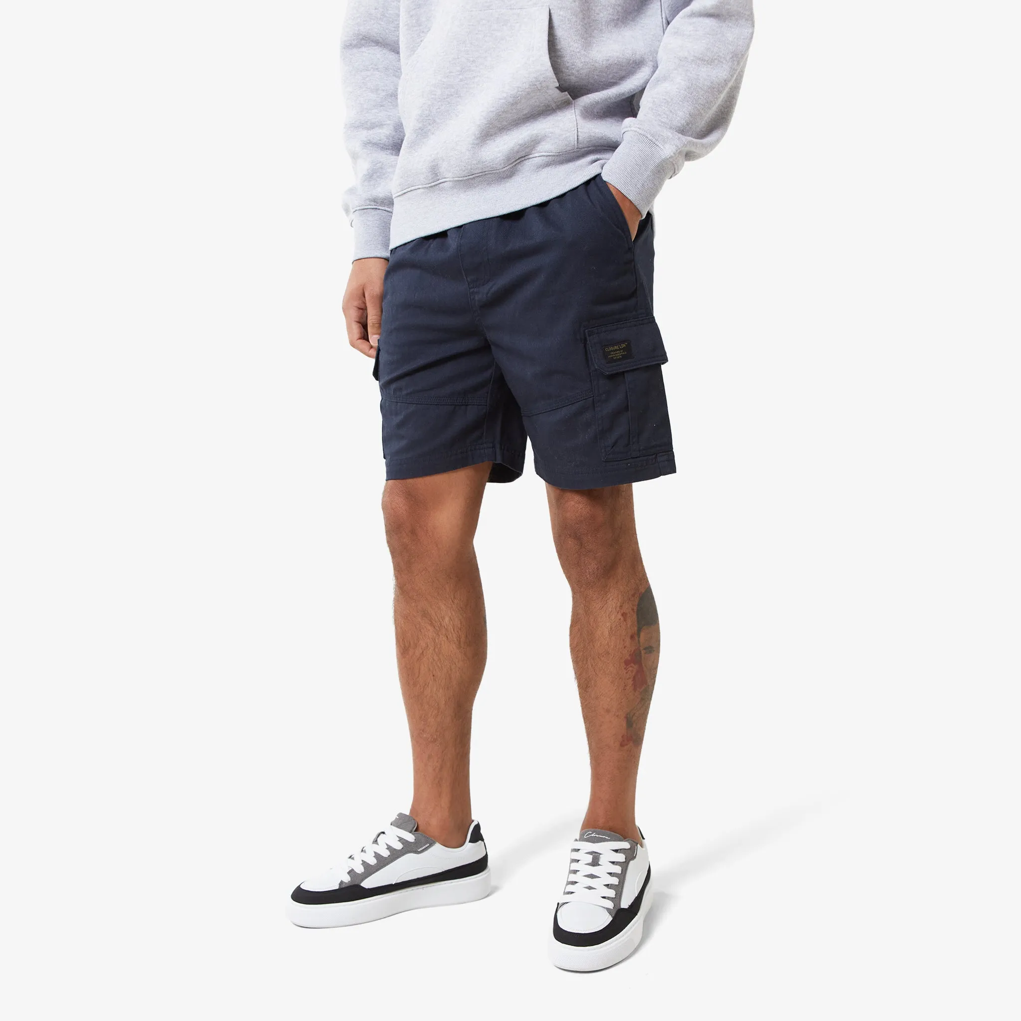 Hoodie Cargo Short Twinset | Light Marl Navy
