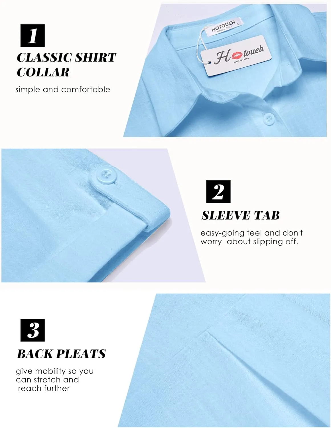 HOTOUCH Button Down Shirt Women Cotton Short Sleeve Blouses V Neck Collared Button Up Summer Beach Tops