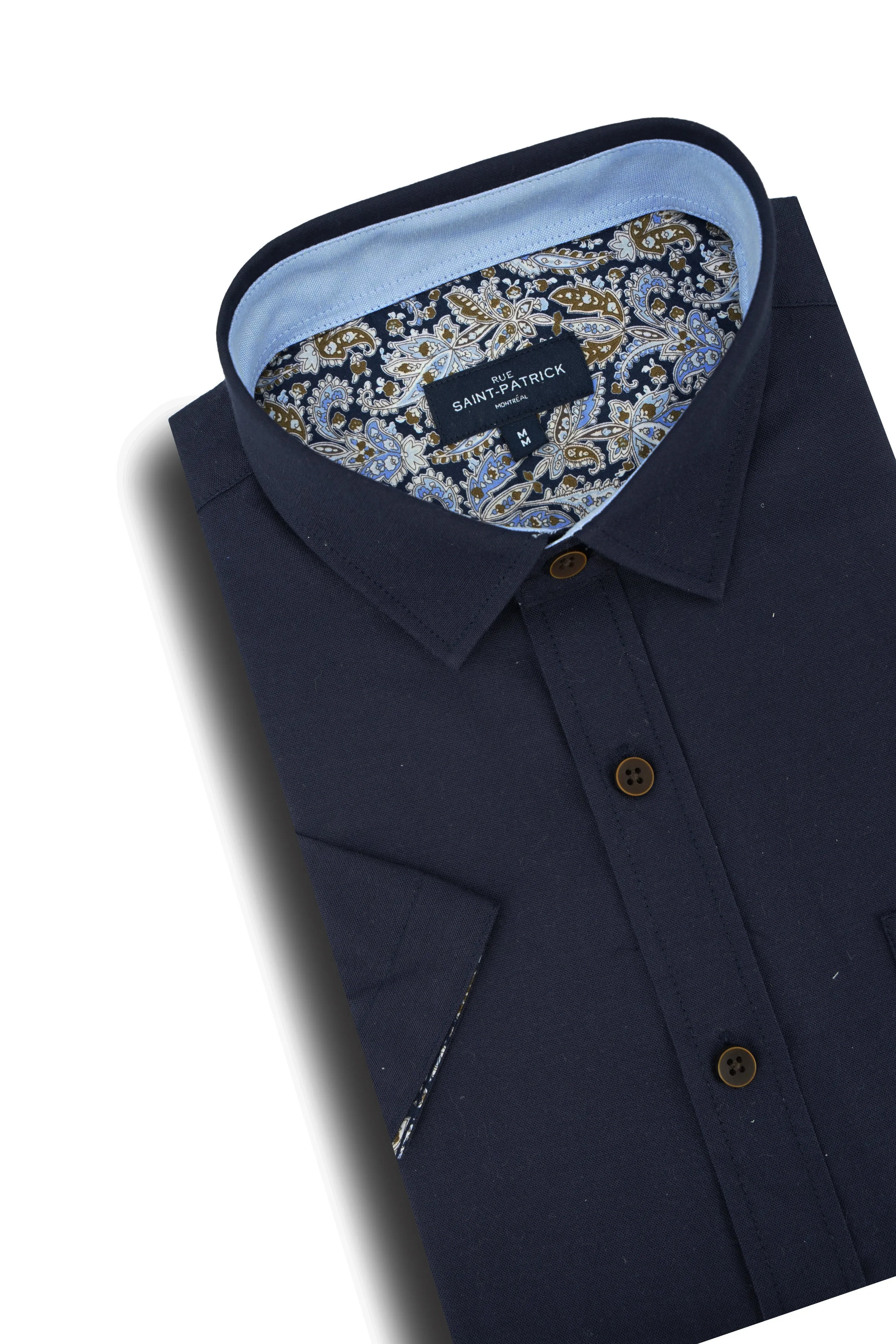Inishowen Easy-Care Short Sleeve Shirt in Navy