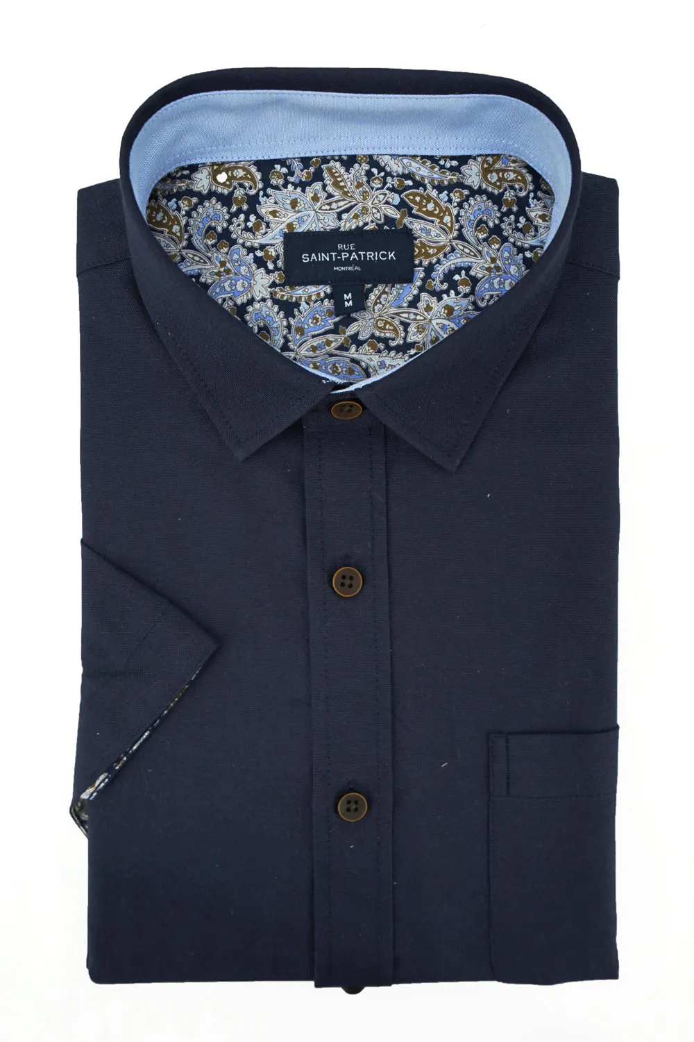 Inishowen Easy-Care Short Sleeve Shirt in Navy