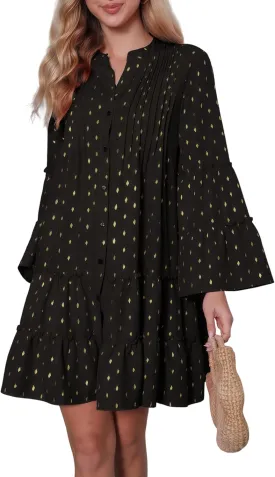 INR Midi Dress for Women Casual Floral Print Loose Flowy Cocktail Party Dresses Vacation and Office Outfit