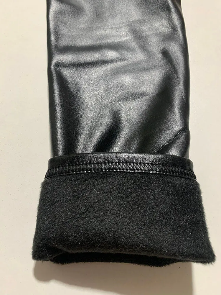 Ivyshape | Black Leather Leggings for Women