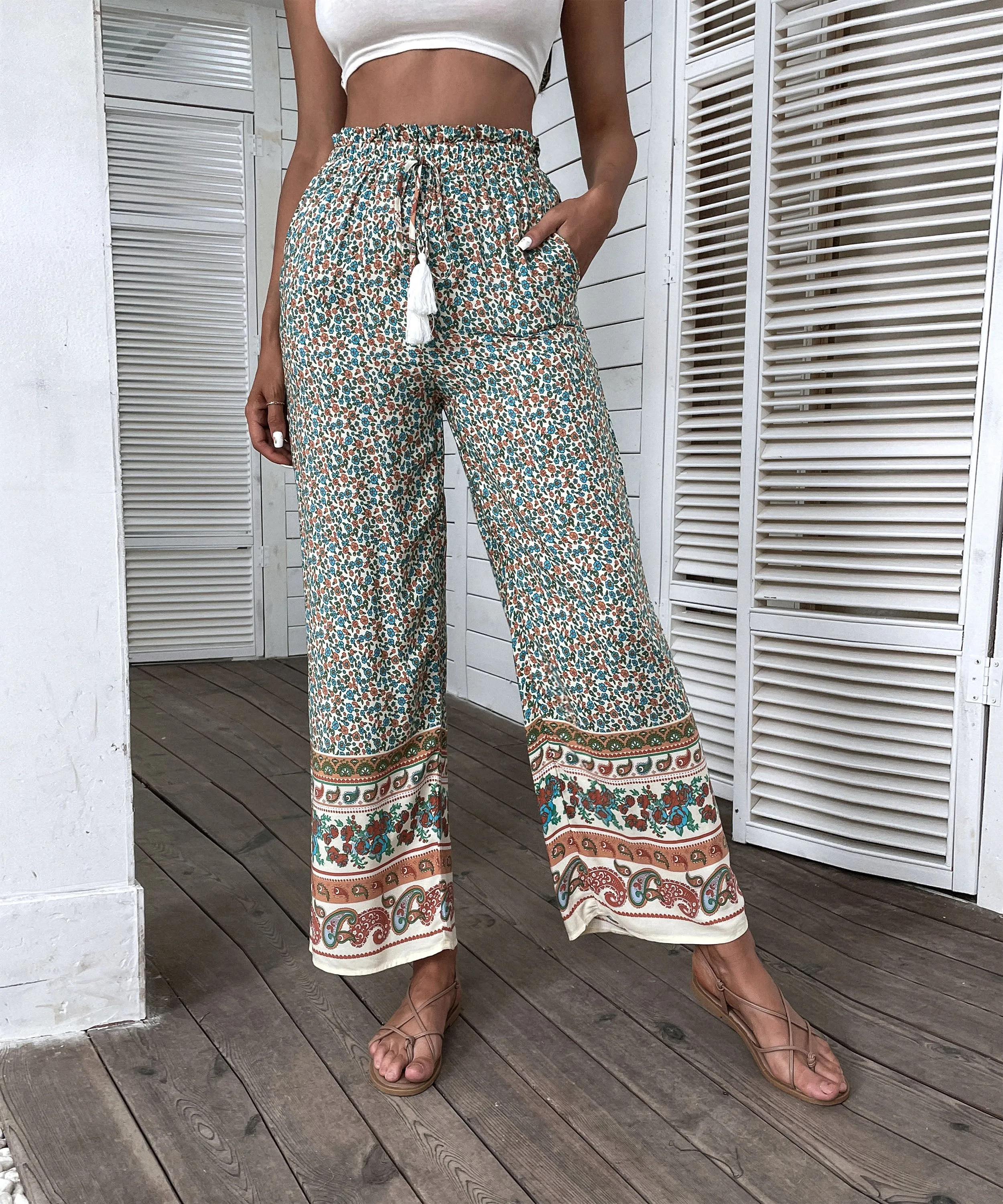 JASMINE CULOTTES PANTS - BLACK PRINT