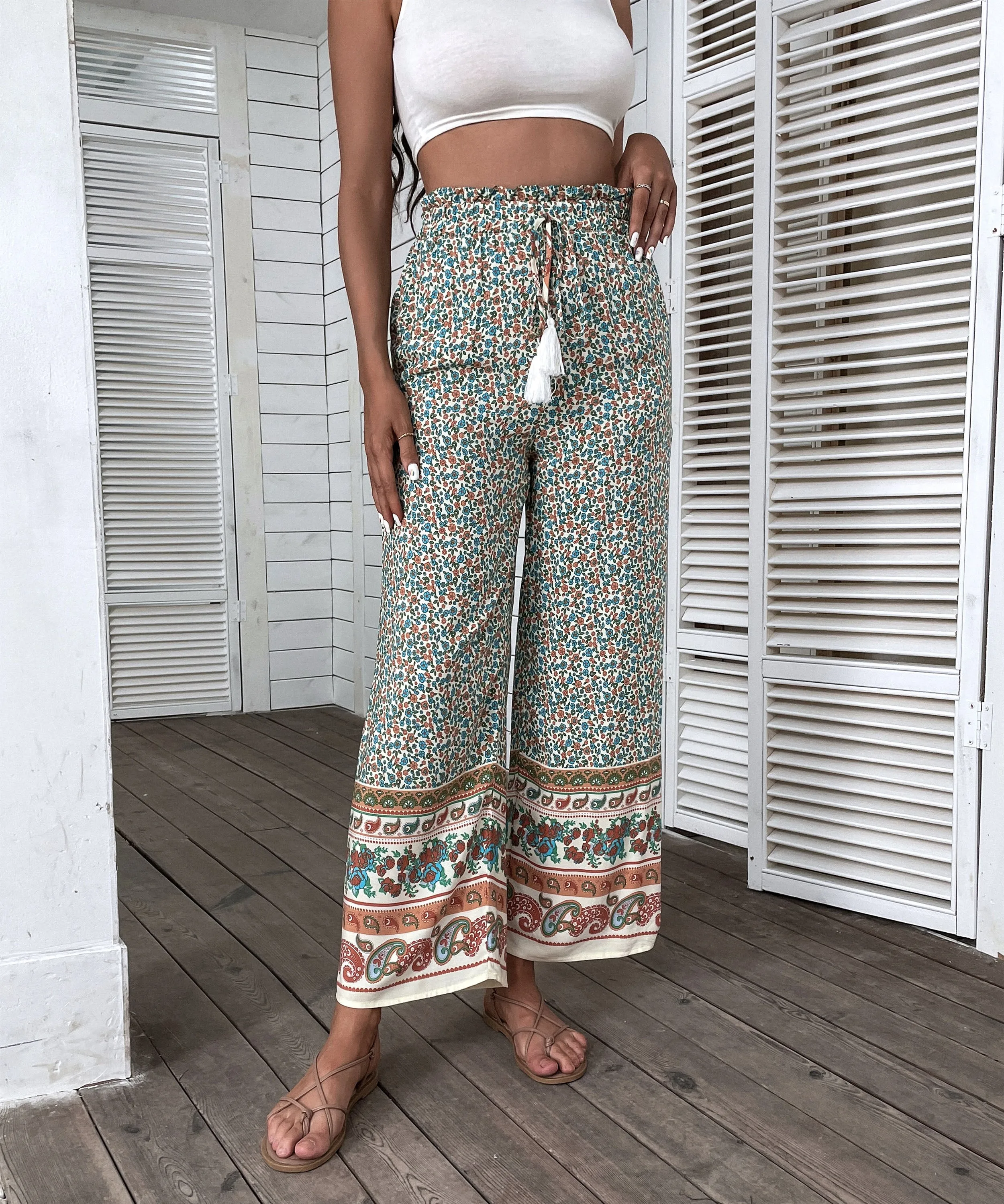 JASMINE CULOTTES PANTS - BLACK PRINT