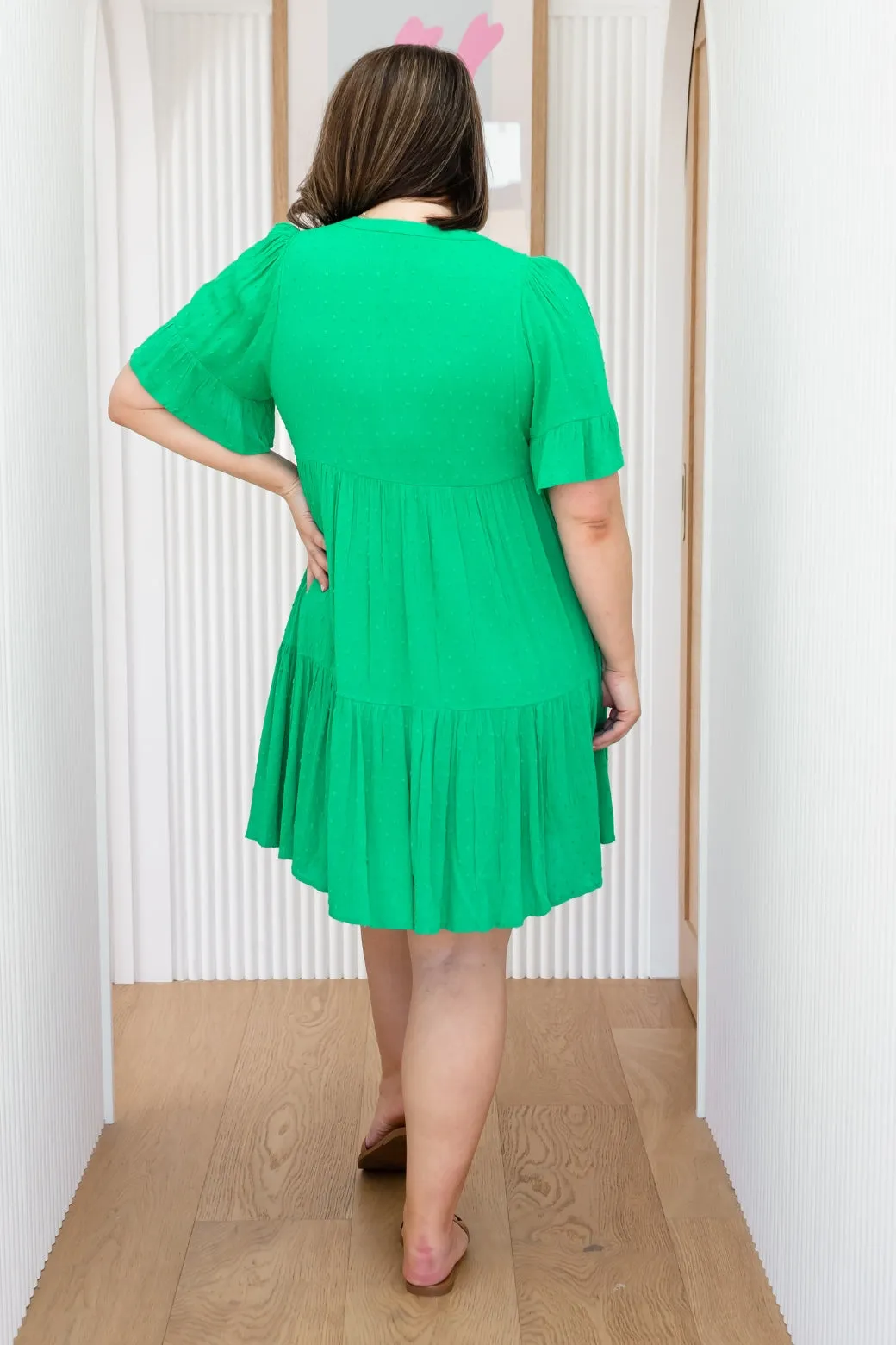 Jenni Dress Emerald Green Dobby