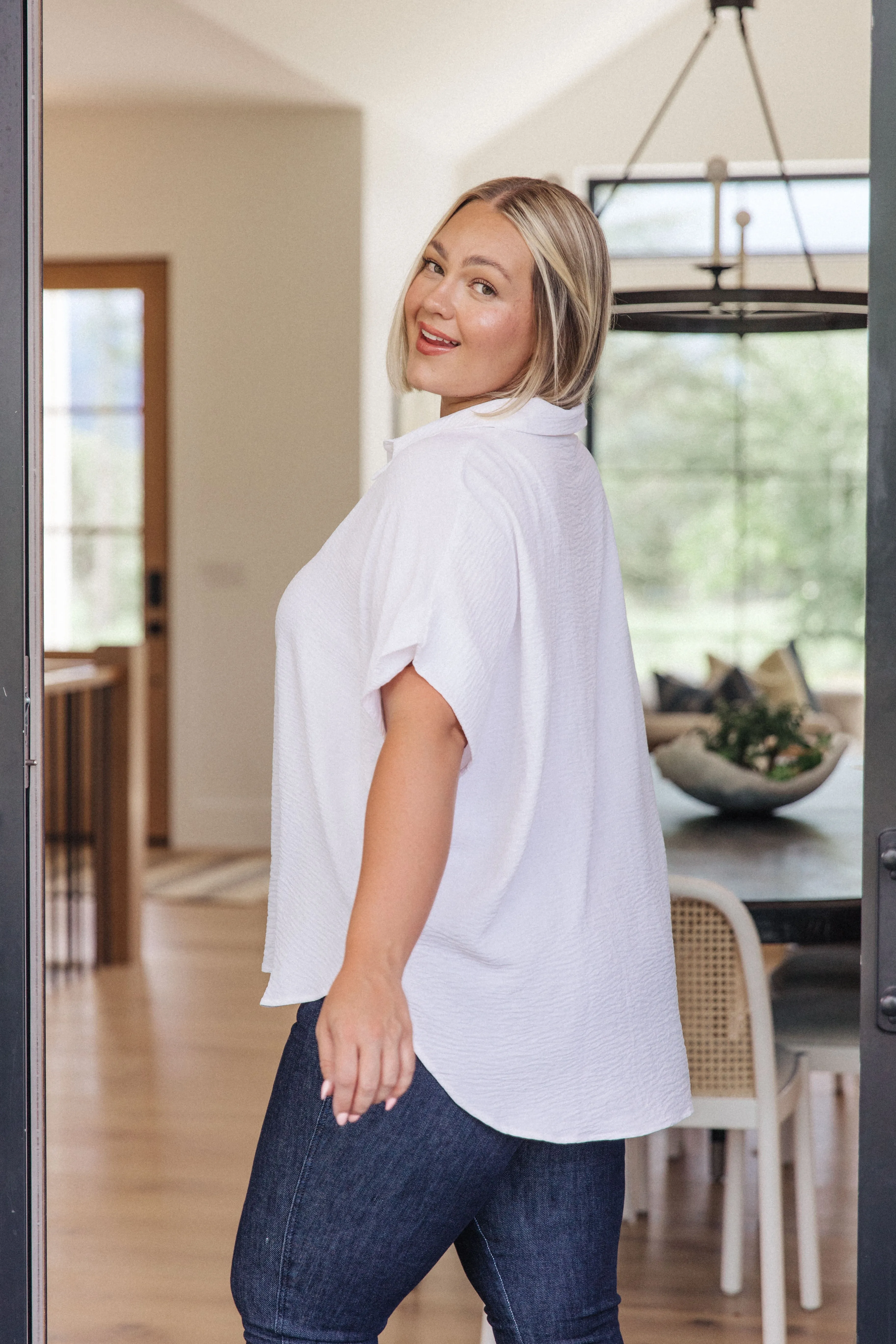 Jodifl Sweet Simplicity Button Down Blouse in White