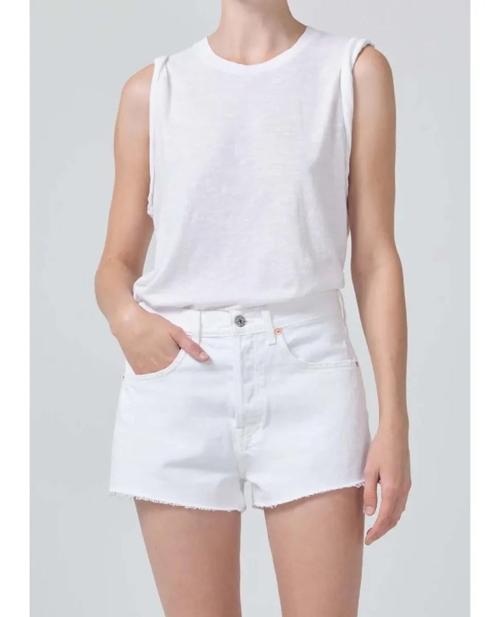 Kelsey Roll Sleeve Tee White