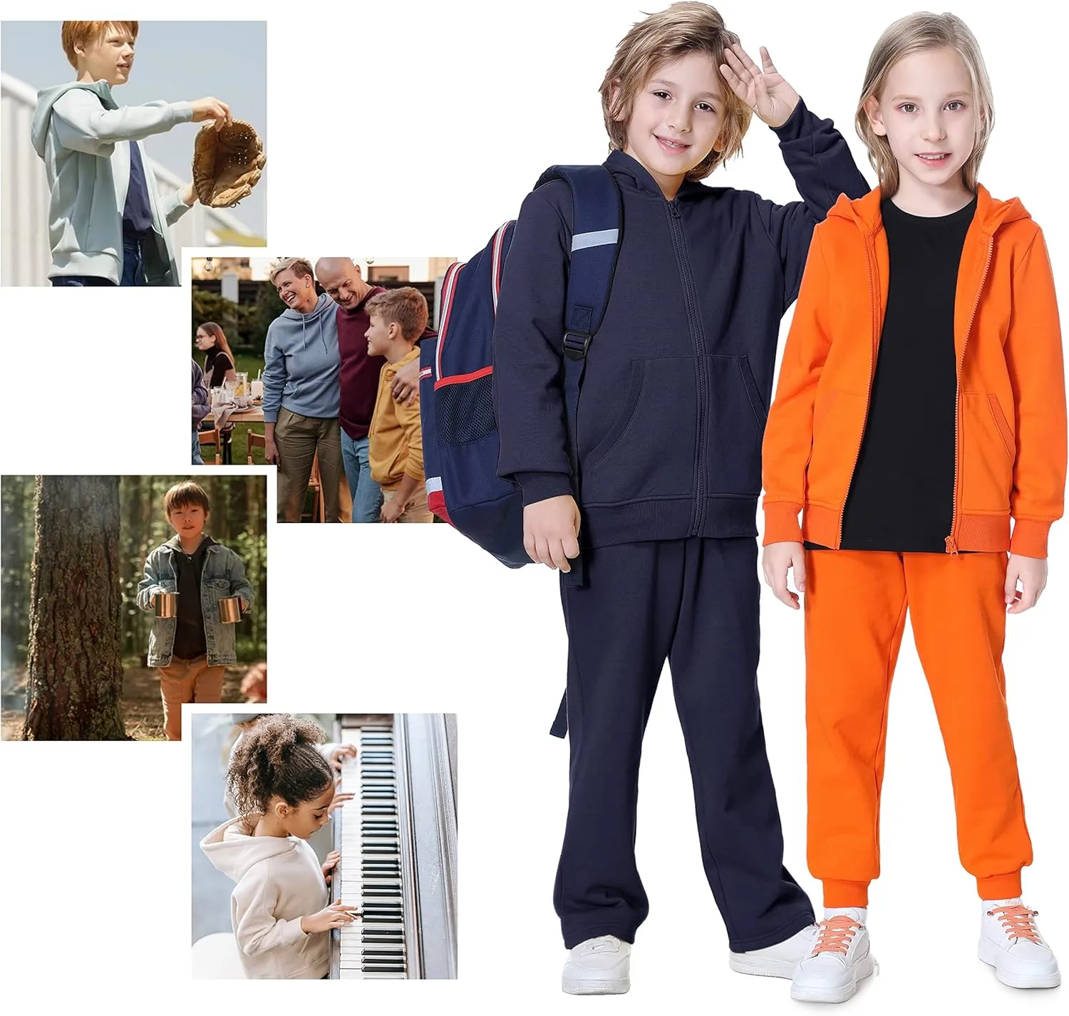 Kid Nation Kids Soft Brushed Fleece Zip-Up Hooded Sweatshirt Hoodie for Boys or Girls 4-12 Years