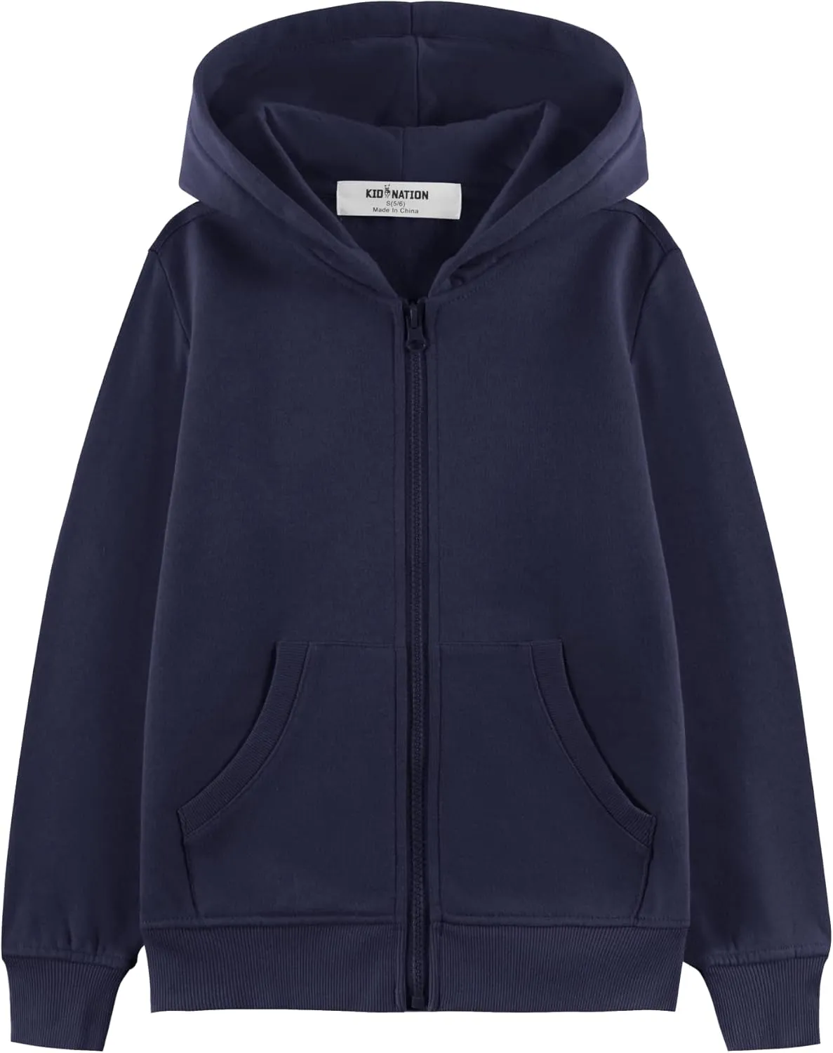Kid Nation Kids Soft Brushed Fleece Zip-Up Hooded Sweatshirt Hoodie for Boys or Girls 4-12 Years