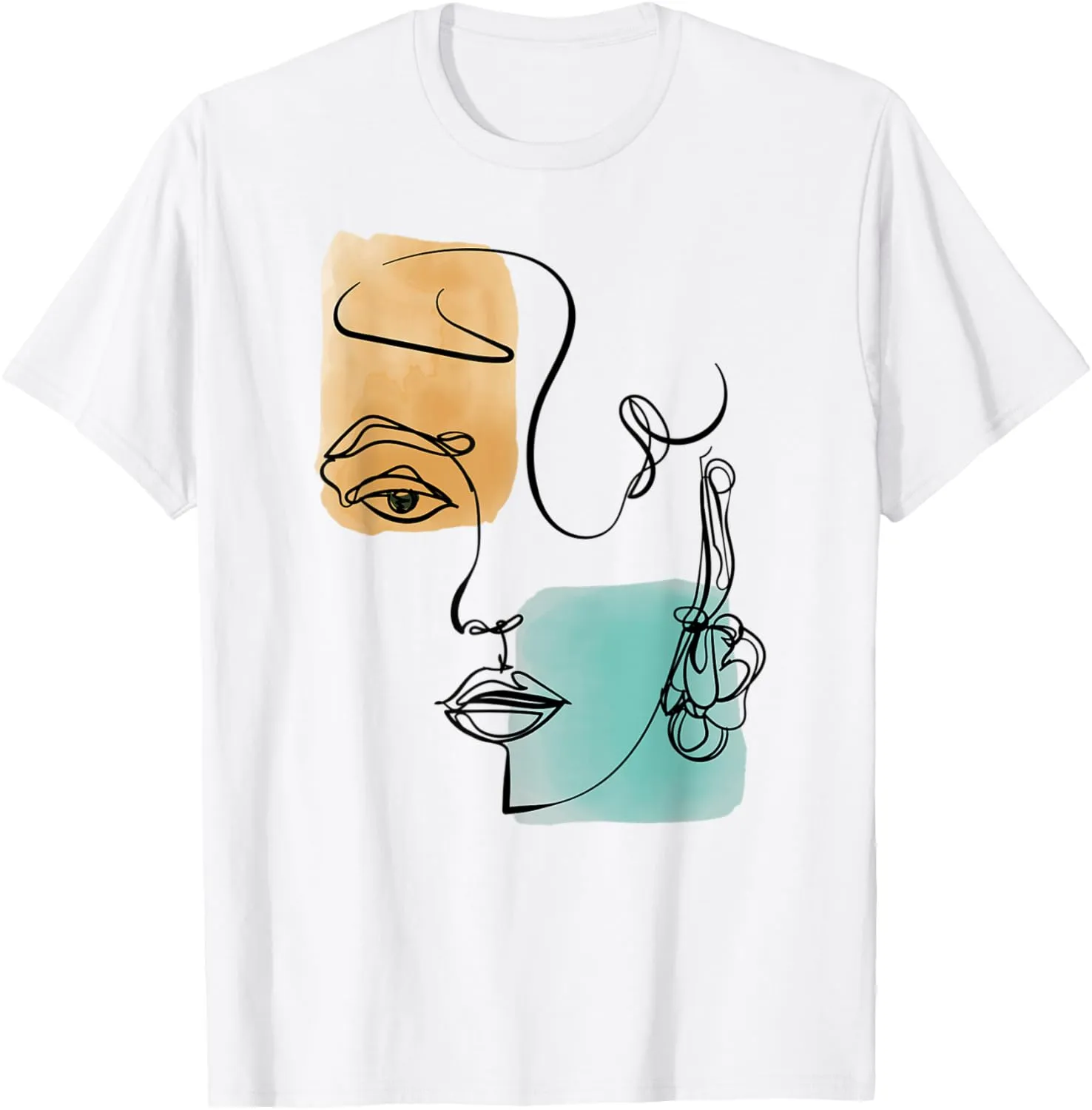 Line Art Face Abstract Art One Line Minimal Line Drawing T-Shirt