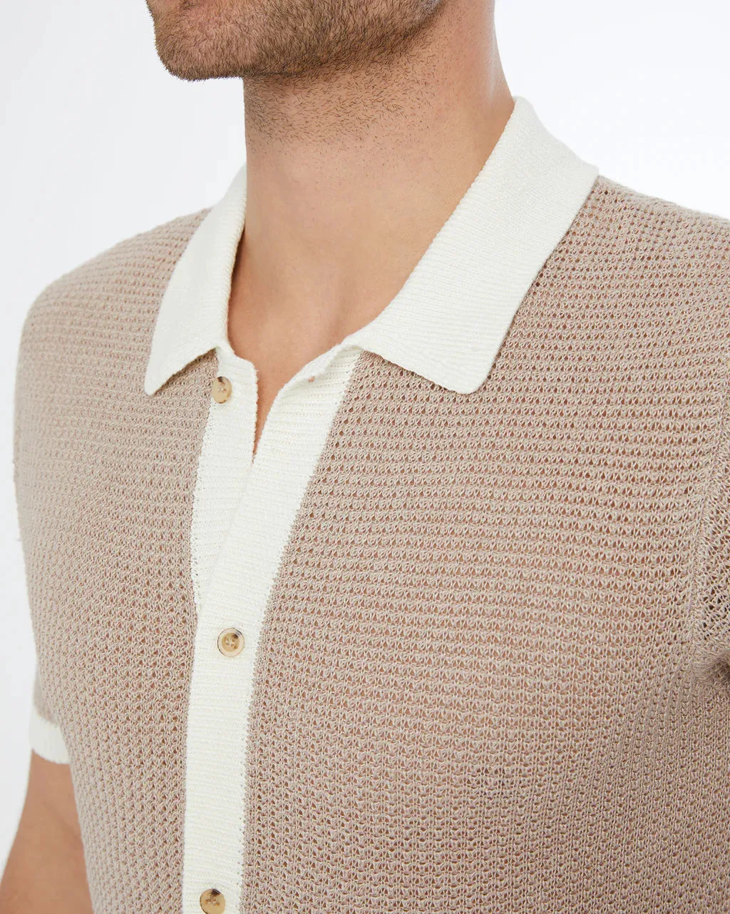 Linen Short Sleeve Button Up Sweater