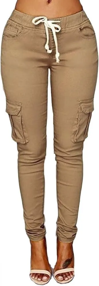 LINGMIN Women's Casaul Stretchy Pull-on Waist Skinny Solid Color Slim Leg Leggings Pants