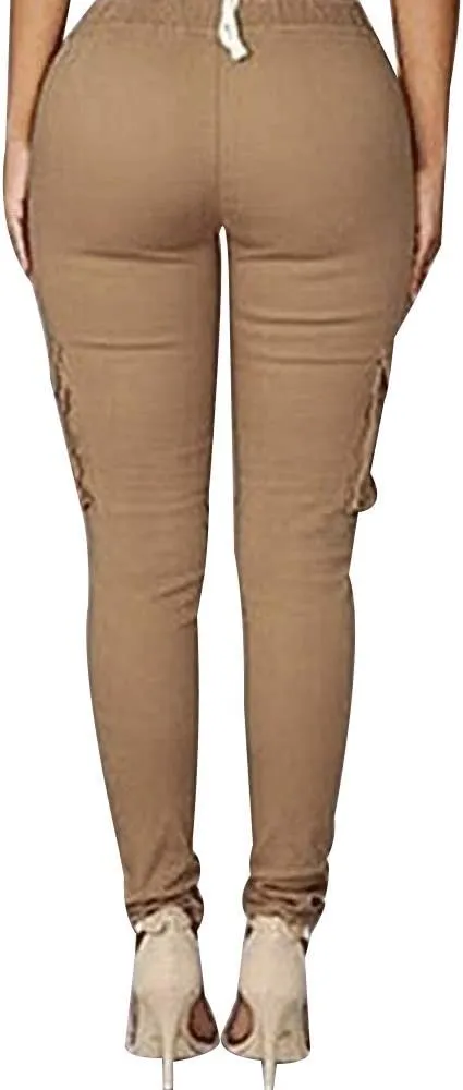 LINGMIN Women's Casaul Stretchy Pull-on Waist Skinny Solid Color Slim Leg Leggings Pants