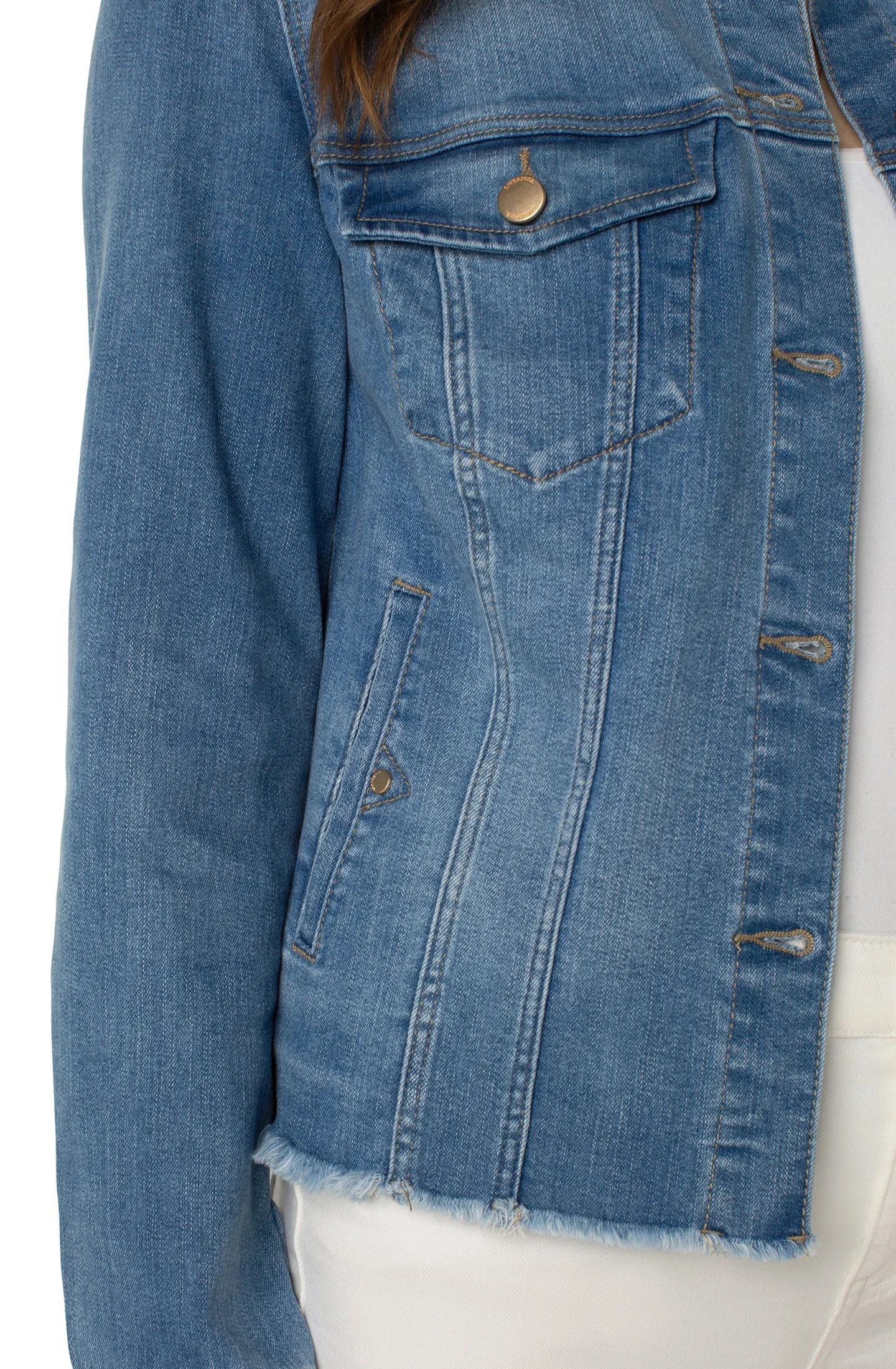 Liverpool - Classic Jean Jacket with Fray Hem