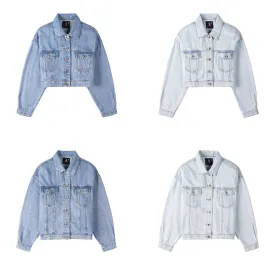 Long Jeans Jacket Women Short Denim Jacket Embroidery Oversized Denim