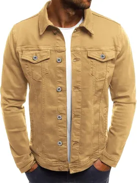 LONGBIDA Men's Casual Classic Denim Jacket Slim Fit Fashion Jean Coat