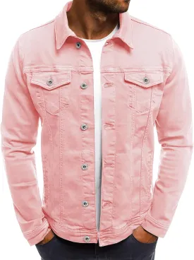 LONGBIDA Men's Casual Classic Denim Jacket Slim Fit Fashion Jean Coat