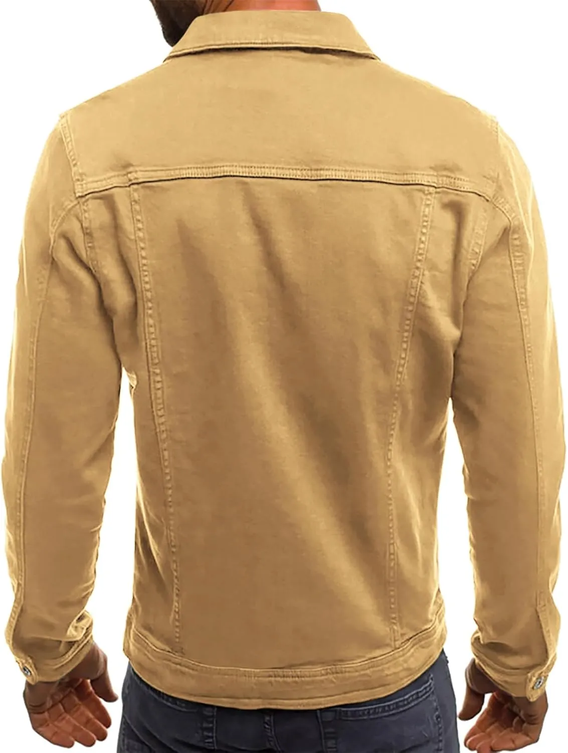 LONGBIDA Men's Casual Classic Denim Jacket Slim Fit Fashion Jean Coat